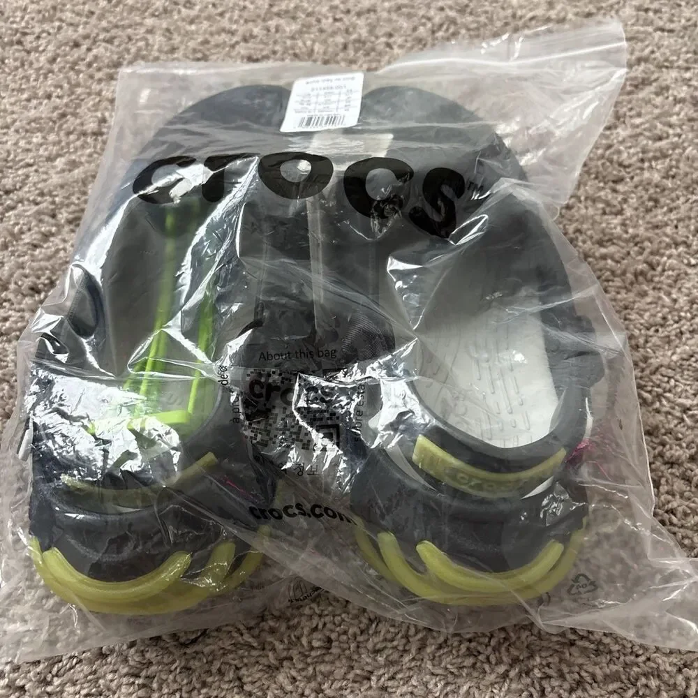 Crocs Echo Icey Ro Clog 211458-001 Icy Black Green Shoes Sandals Mens Sz 11 New